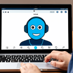 **AI Chatbot Revolutionizing Customer Service:** A friendly AI chatbot icon interacting with diverse customers on various devices (phone, laptop, tablet). Focus on showing convenience and efficiency.