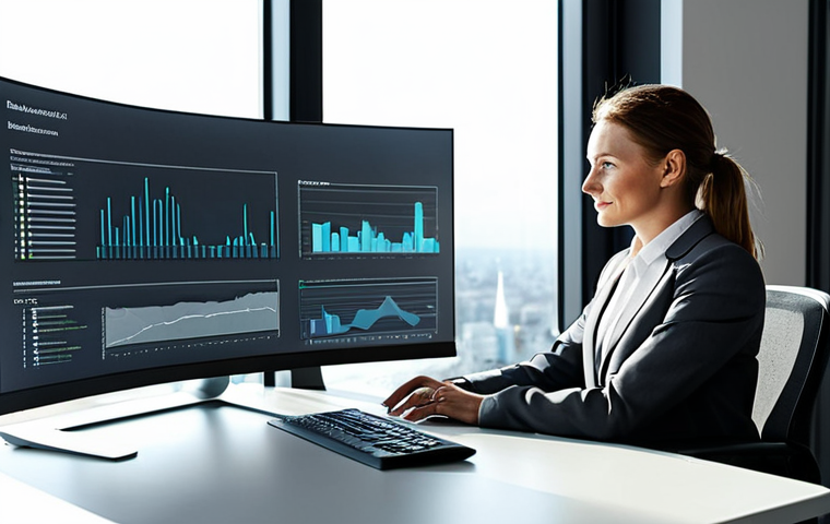A professional Polish businesswoman, mid-30s, in a modest, dark grey business suit with a crisp white blouse, seated at a sleek, minimalist desk in a modern, well-lit office with large windows overlooking a city skyline. Her focus is on a holographic interface displaying customer interaction data and personalized recommendations. The desk is tidy, with a single modern monitor and a small plant. safe for work, appropriate content, fully clothed, professional dress, perfect anatomy, correct proportions, natural pose, well-formed hands, proper finger count, natural body proportions, high-quality corporate photography, cinematic lighting.